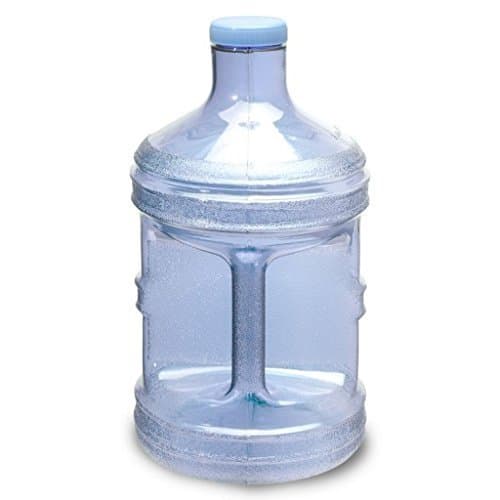 1 Gallon Polycarbonate PC Reusable Plastic Drinking Water Big Mouth Bottle Jug Container with Holder Drinking Canteen (Blue)