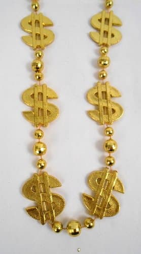 48" METALLIC GOLD DOLLAR SIGN NECKLACE (EACH)