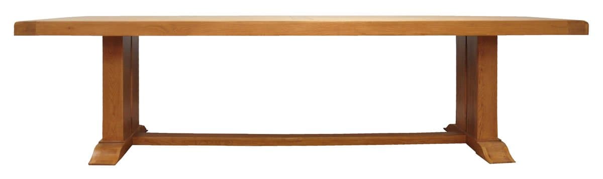 Tewkesbury Oak Extra Large Refectory Fixed Top Dining Table in Light Oak Finish Seating 12 People | 300cm