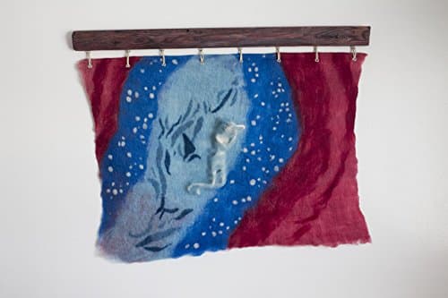 Hand felted woolen wall hanging scupture
