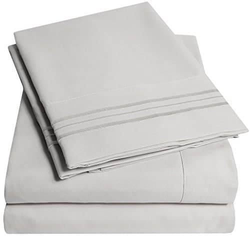 1500 Supreme Collection Twin Sheet Sets Light Gray Silver - 3 Piece Bed Sheets and Pillowcase Set for Twin Mattress - Extra Soft, Elastic Corner Straps, Deep Pocket Sheets, Twin Light Gray Silver