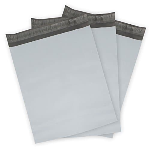250 - 14.5x19 Poly Mailers - 2.5 mil White / Gray Plastic Shipping Bags (14.5"x19")