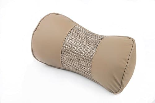 Breathable Mesh Leather Car Neck Headrest Pillow Cervical Auto Seat Cushion Supports for Long Driving, Travel Pillow Beige