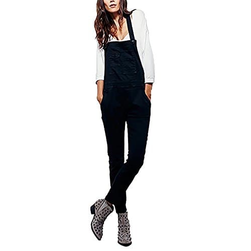 YINGSUN Women Safari Style Tooling Designed Pocket Basic Overall Jumpsuit (XL, Black)