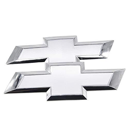 Guzetop Front & Tailgate Bowtie Emblem fit for 2016-2018 Chevy GM Silverado 1500 (Silver)