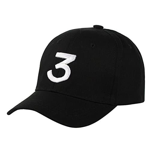 Rocona Popular Chance the Rapper Hat Cap Black Letter 3 Embroidery Baseball Cap Hip Hop Cap