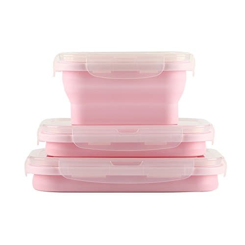 3 pack Silicone Food Storage Container BPA Free Lunch Box Bento Box Microwave Freezer and Dishwasher Safe Keep Food Fresh 800ml 500ml 300ml