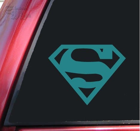 Superman Vinyl Decal Sticker (4" X 3.1", Teal)