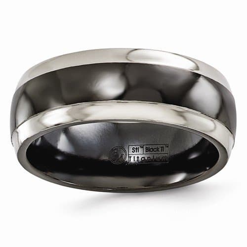 Men's Wedding Band Titanium Black 8mm Band