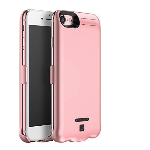 iPhone 7 Battery Case, Kattiettery 5000mAh Ultra Slim Extended Backup Power Bank Battery Charger Case Cover with Kickstand For Apple iPhone 7/6s/6(4.7 inch)-Rose Gold