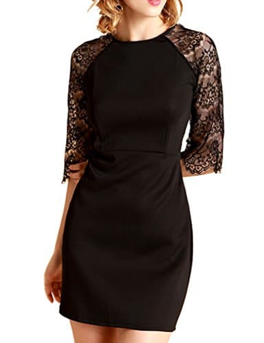 Mantos Eternity Women's Half Bell Sleeves See Through Back Slim Lace Clubwear Cocktail Dress