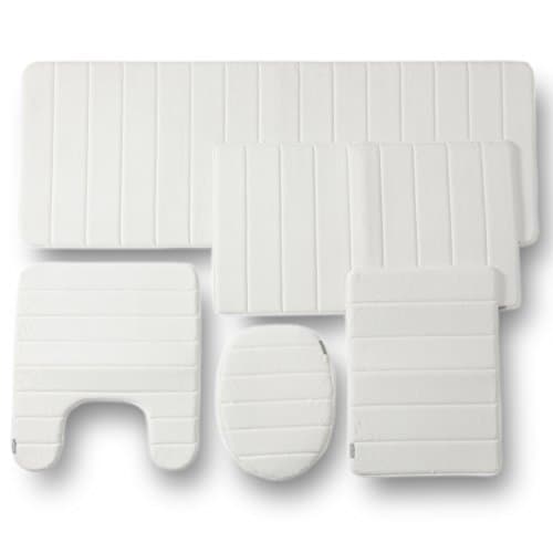Townhouse Rugs 5PC Memory Foam Bathroom Set Combo - White