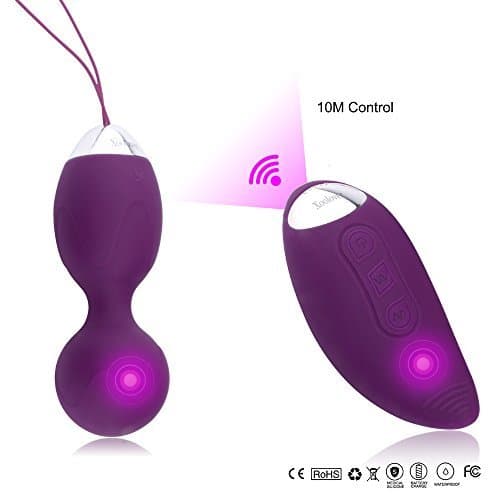 Bullet Massager with Silicone 10 Modes Vibration Waterproof Wireless Remote Bladder Control &amp; Pelvic Floor Exercises - Electric Ben Wa Balls for Women