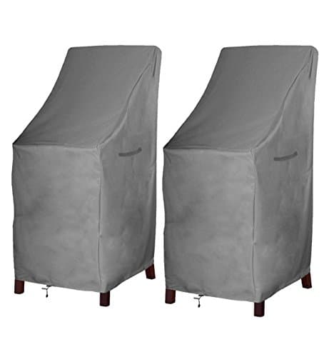 Patio Chair Cover Bar Chair/Stool Cover Stackable Chairs Covers - Premium Outdoor Furniture Cover with Durable and Water Resistant Fabric(L27.5 x D27.5 x H49.2 inch, Grey 2Pack)