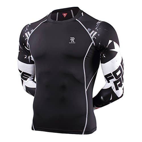 Men's Skin Base layer，Prints Long Sleeves Workout Tights Fits Pro Compression Shirt