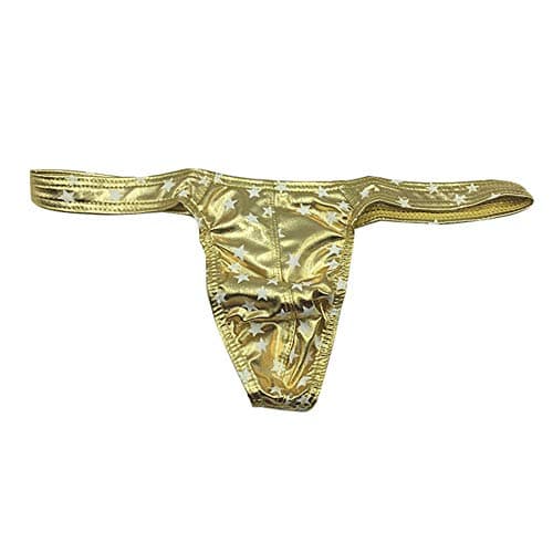 AMhomely® Men's Ultr Thin Ice Silk Thong G-String,Low Raise Bikini U Convex Underwear Soft Comfortable Breathable Brief Panties for Mens Size S-XL,Red,Gold,Blue,Green