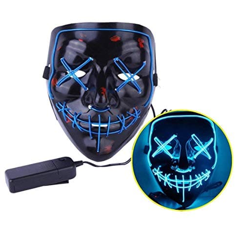 J Robin Halloween Mask Xmas Present LED Light up Purge Mask for Festivals Halloween Costume Rave and Cosplay (Blue)