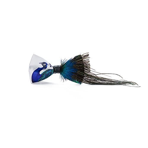 Handmade Bow tie Men's Unique Natural Blue Peacock Feathers Bow tie Wedding Cravat