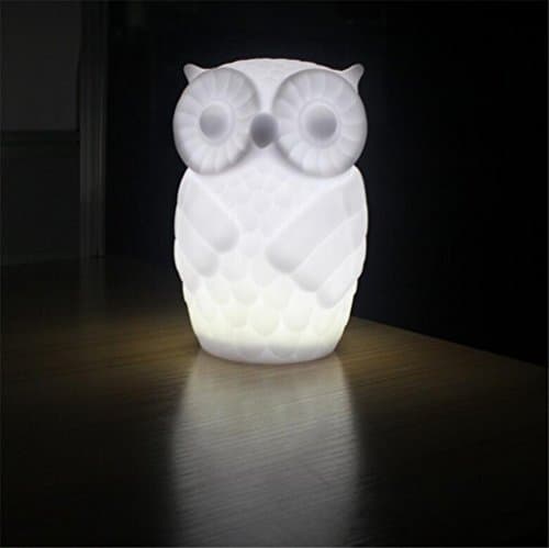Suzzo Serenity Owl Night Light Lamp With Timer Battery Powered Table Lamp Holiday Gifts Novelty Lighting Kid Room Party Decor Warm White