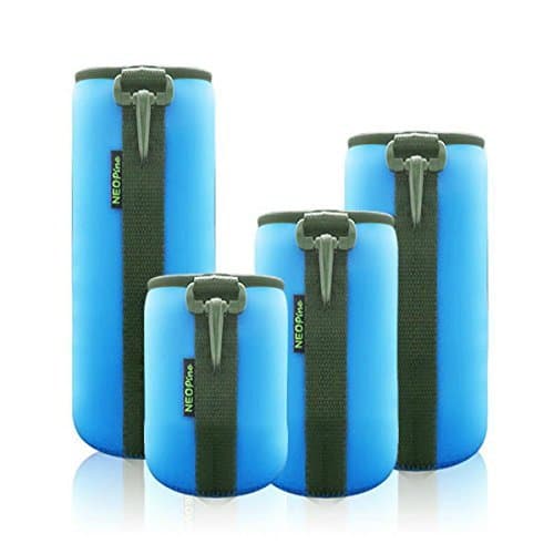 4 Pack Neoprene Camera Lens Protective Bag Lens Pouch Kits for Canon Nikon Pentax Olympus Sony FujiFilm Camera Lens - Aqua Blue