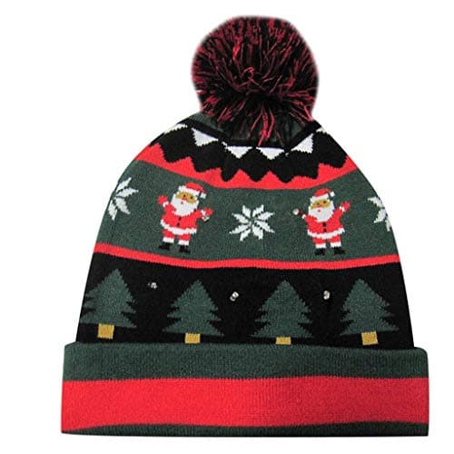 Succper Christmas hat LED Light Up Hat Beanie Knit Cap, Colorful Lights Xmas Beanie Unisex Winter Snow Sweater Ugly Holiday Party Cap