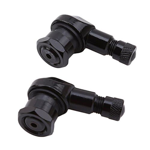 SEVENHOPE 2Pcs/set 90 Degree Angle Tyre Metal Valve Adapter for Car Truck Motorcycle Bike Scooter, 11.3mm Black