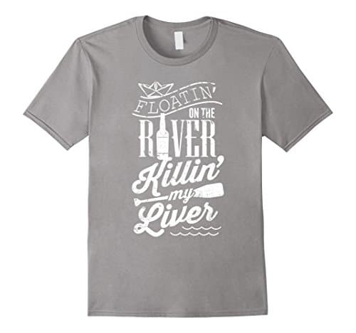 Men's Floatin On The River Killin My Liver Tee Vision T-Shirt XL Slate