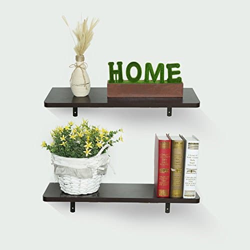 ATBAY Floating Shelves Rustic Wood Wall Mounted Storage Shelve Extra Length 23.6" with Bracket for Bedroom,living room, office, Set of 2 (Brown)