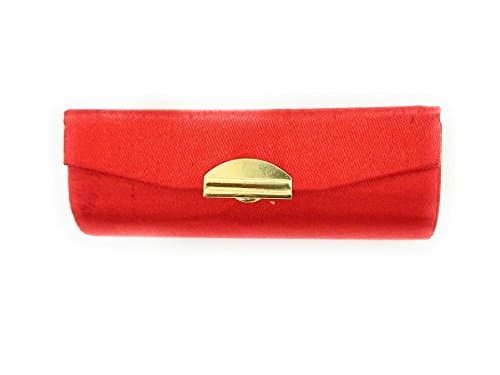 Solid Satin Lipstick Case Holder w/ Mirror (Orange)