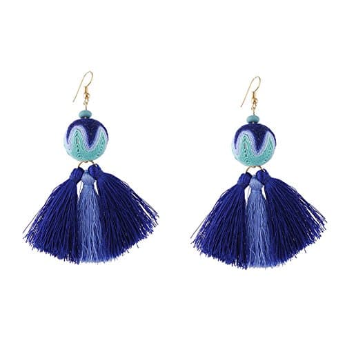 ALNDA Accessories Ball Bead Fringe Boho Dangle Earrings Soriee Drop Earrings Beaded Tassel Ear Drop Stud Ethnic Earrings Eardrop (11#)