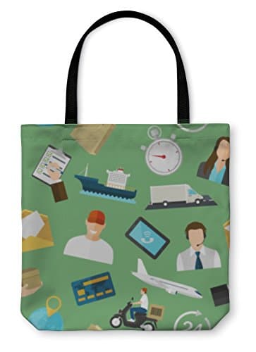 Gear New Shoulder Tote Hand Bag, Pattern With Flat Color Icons Concept For Delivery Service, 18x18, 3659607GN