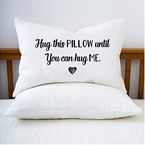 Pattebom Hug This Pillow Until You can Hug me Couples Pillowcases 20x30 Queen Size Pillowcase Long Distance Relationship Gifts Girlfriend Gifts