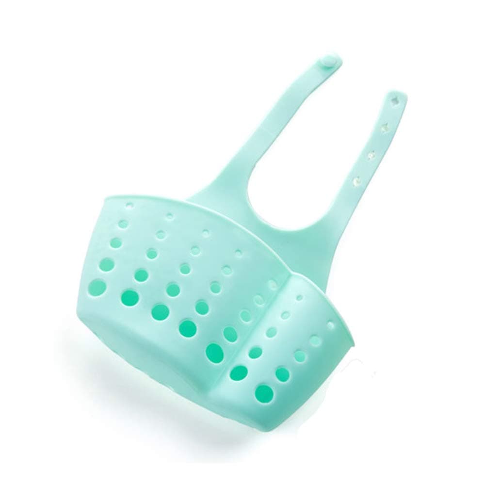 WillsCase Plastic Kitchen Sink Sider Faucet Caddy Organizer Sponge Holder Rack Space-saving Hanging Storage Bag- Blue