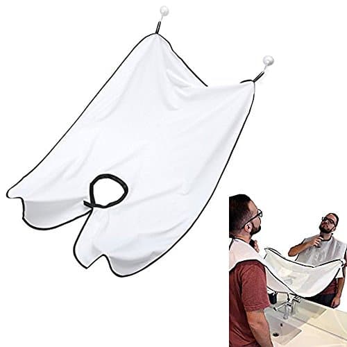 Facelink Beard Catcher Apron Beard Bib Beard Cape for Shaving,Trim Your Beard In Minutes Without The Mess,White