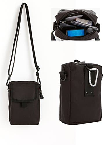 Small Men Purse Phone Holster Tactical EDC Pouch iPhone 8 Plus 7 Plus Holster Case Pouch Clip Nylon Belt Carrying Case Neck Pouch Travel Crossbody Shoulder Bag Large Rugged Belt Pouch Loop-Black