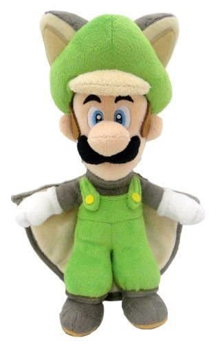 New Genuine Nintendo 9" Msabi Luigi Flying Squirrel Plush Super Mario Doll