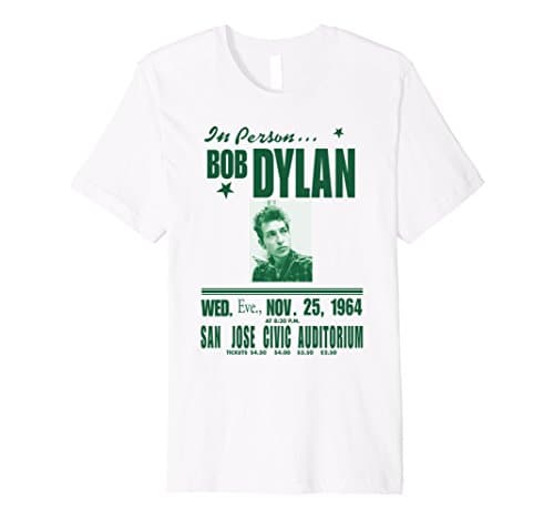 Mens Bob Dylan Flyer Tee Officially Licensed Large White