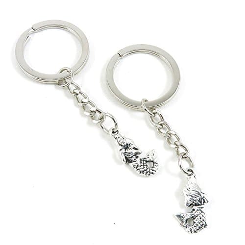 100 Pieces Keychain Keyring Door Car Key Chain Ring Tag Charms Bulk Supply Jewelry Making Clasp Findings C1EE4L Mermaid