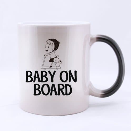 Baby on board Ceramic Morphing Mug Cup - Coffee Mug (Printed on two sides),Pefect Gift for Lovers / Parents / Girlfriend / Boyfriend