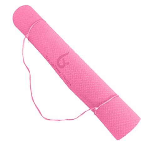 PosePlix Yoga Mat 72×31×1/4 Nonslip Surface Body Alignment Lines SGS Certified TPE Material Anti-Tear Exercise Non-Toxic Odorless with Carrying Rope (Pink)