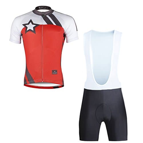 ILPALDINO Five-pointed Star Pattern Men's Red Short Sleeve Breathable Bike Jersey And Bib Shorts Set Size 4XL