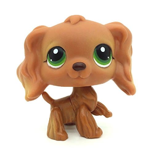 do1n Littlest Pet Shop RARE #252 Chocolate Brown Cocker Spaniel Dog Green Eyes LPS