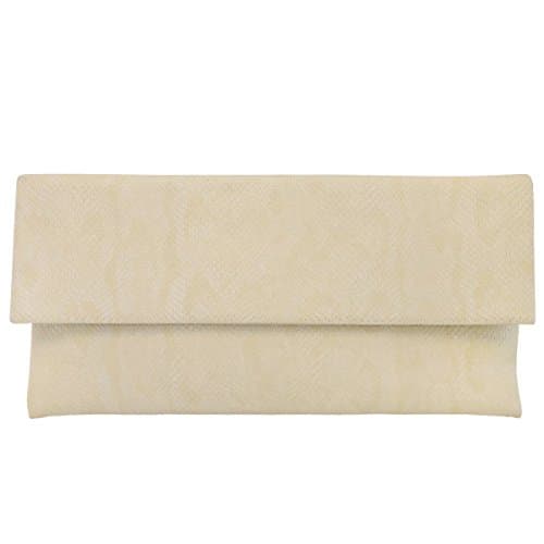 Matt Faux Python Leather Print Envelope Clutch