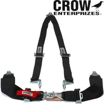 Crow Enterprizes Quick Release Black Seat Belt 3 Inch Lap 2 Inch Shoulders 3 Point V-Type