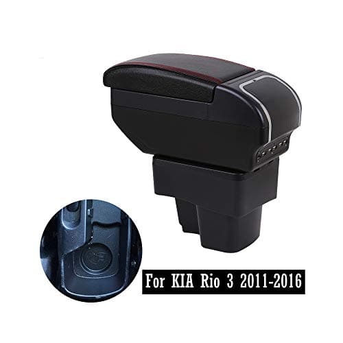 QCFSXWDDX For KIA Rio 3 2011-2016 Armrest box with USB Charging ashtray cup holder Rotatable Center Centre Console Storage box