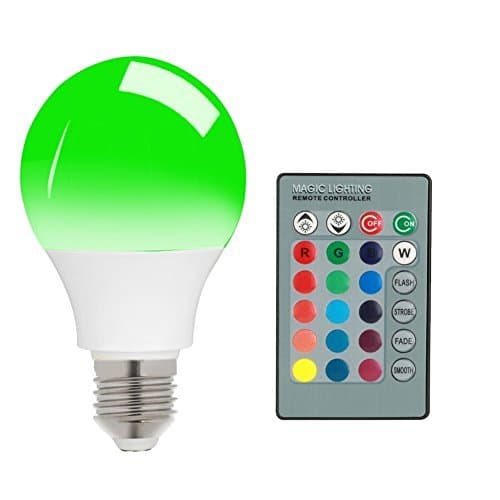 E27 15W RGB LED Light Bulb 16 Colors Changing Dimmable Multi Color LED Light with IR Remote Control 360? Beam Angle LED Lamp 85-265V for Home Decoration/Bar/Party/KTV Mood Lighting by Petrelstore