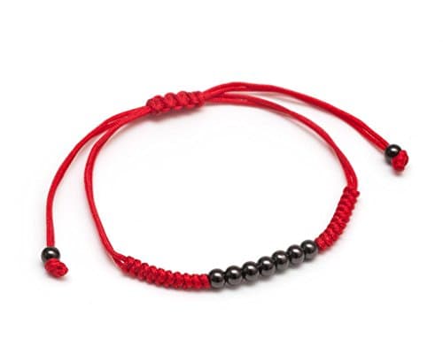 ZENGER Rhodium Plated Beads Macrame Bracelet (Red)