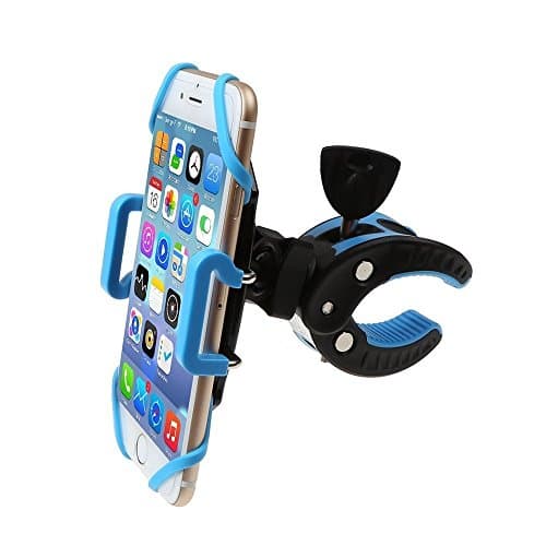 Universal Bike Phone Mount Bicycle Holder, Adjustable, Shock Absorbent Rubber Grips, 360° Rotation, Easy Access, For iPhone, iPod, Smartphone,iOS Android, GPS, Camera (Blue)