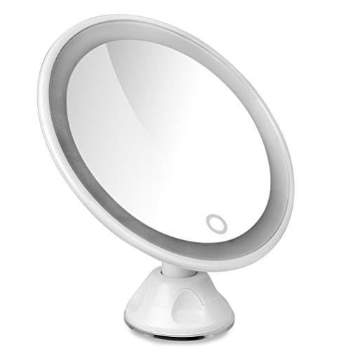 IUNIQEE LED 7X Magnifiable Makeup Mirror Rechargeable Vanity Mirror Wireless Compact Touchable 360 Degree Rotating Beauty Mirror