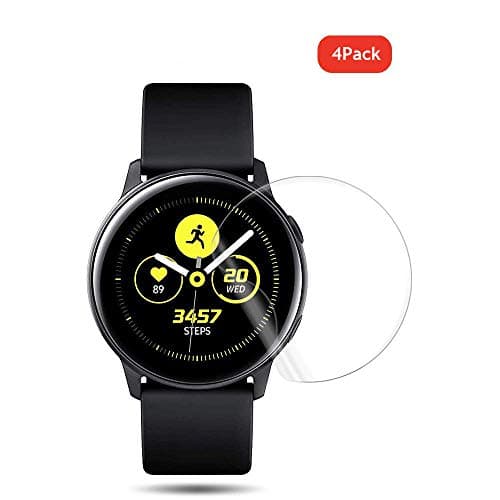 QULLOO Screen Protector for Samsung Galaxy Watch Active 2 (44mm), [4 Pack] HD Clear Soft TPU Film [Anti-Scratches] Full Coverage for Galaxy Watch Active 2 44mm